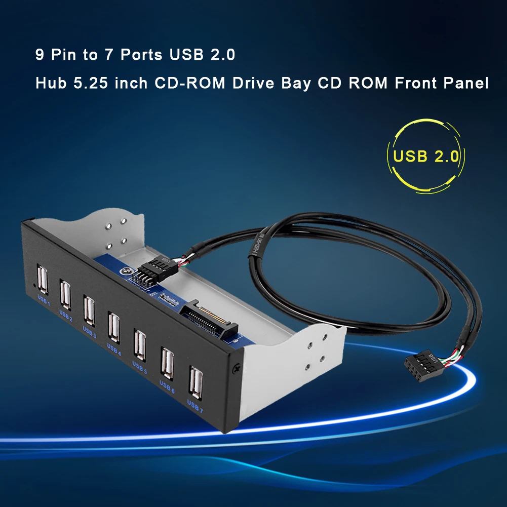 Panoul frontal PC 9 Pini la 7 Porturi USB 2.0 HUB 5.25 inch CD-ROM Drive Bay Side Introduceți Cablul Splitter de pe Panoul Frontal pentru Caz de Calculator Imagine 0
