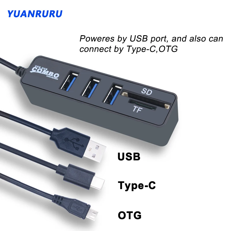 Hub USB 2.0 Tip C Multi USB Splitter de Mare Viteză 3/6 Porturi OTG 2.0 Hab TF SD Card Reader All In One Pentru PC Laptop-uri de Calculator Imagine 0