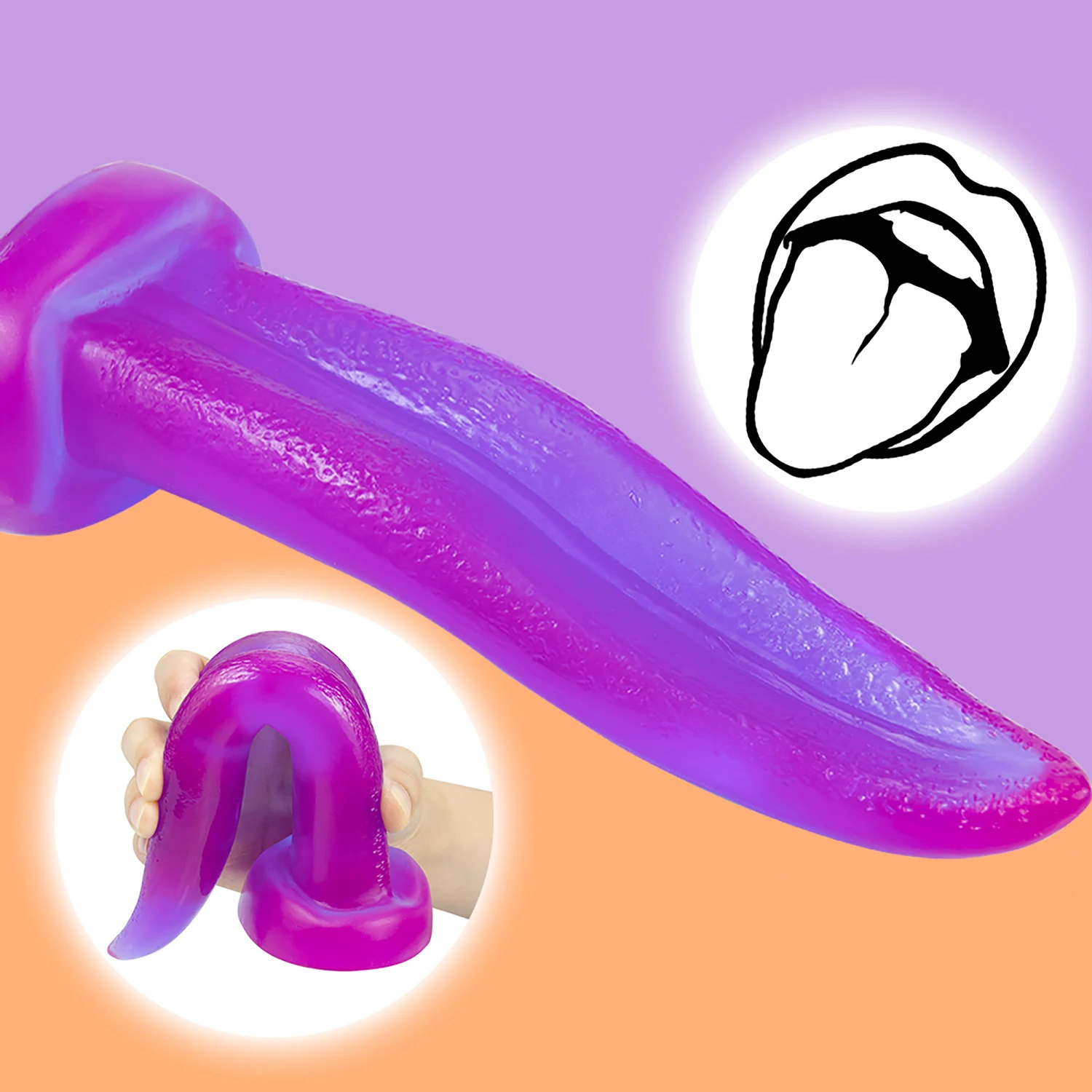 Simulare Limba Vibratoare Piele Moale, se Simt Anal Plug Penis Urias Erotic Penis Mare Dop de Fund Jucarii Sexuale Falus pentru Femei Masturbare Imagine 0