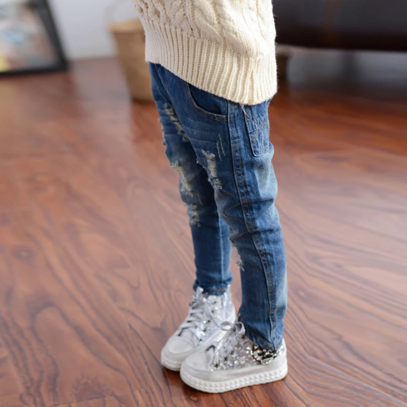 Copii Albastru Blugi pentru Fete de la 14 La 15 Ani Casual de Mare Elastic Talie Pantaloni din Denim Adolescent Pantaloni Haine de Primavara Toamna Imagine 0