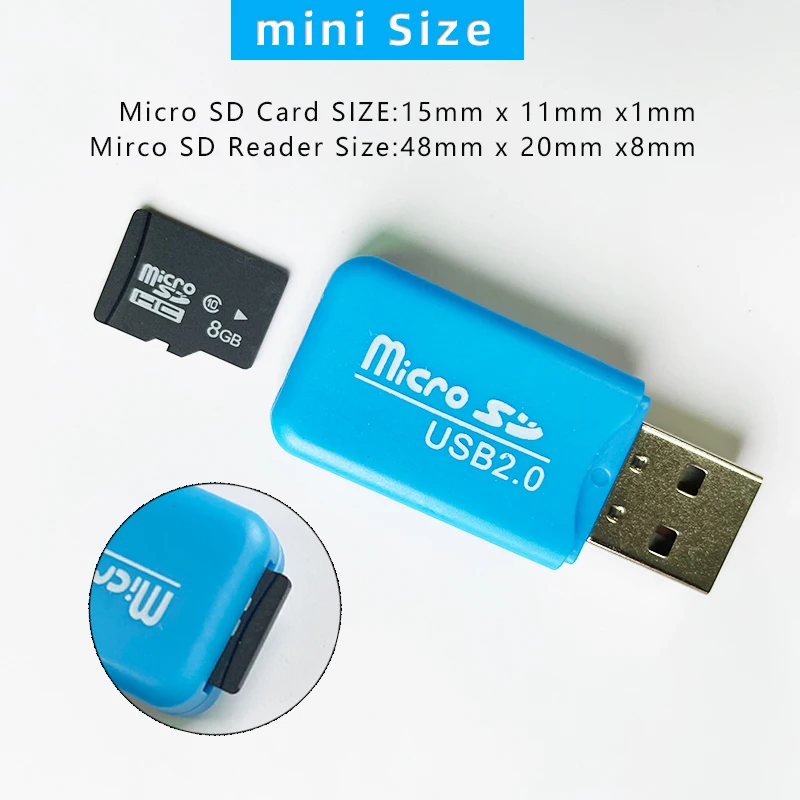 Mini Memorie TF Card Reader USB 2.0 Micro SD 8GB Flash Portabil din material Plastic Adaptor de Înaltă Calitate Pentru PC, Laptop SH Mobil Convertoare Imagine 0