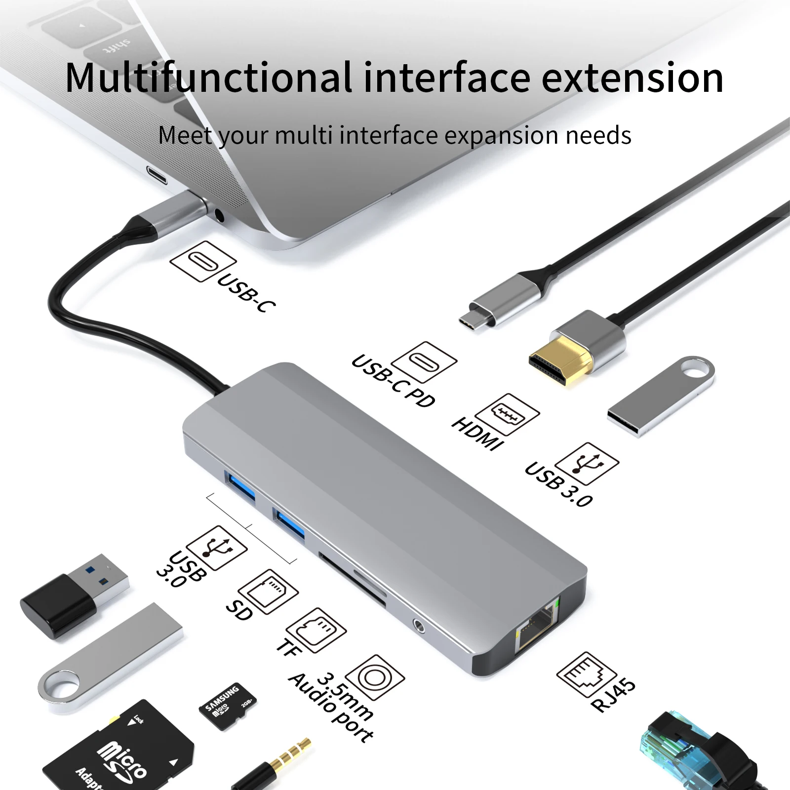 C USB Hub Tip C 3.1 Hub la 4k HDMI USB 3.0 de Mare Viteză 100M/1000M Lan Ethernet Hub Multi USB Splitter Pentru Macbook Accesorii PC Imagine 0