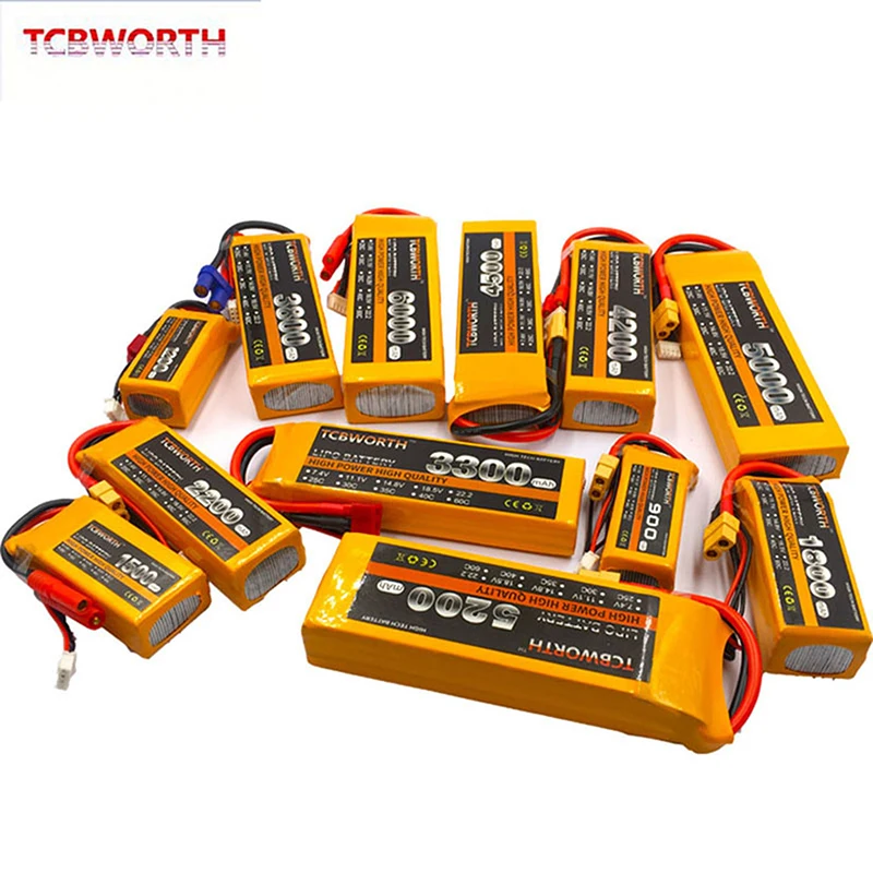 TCBWORTH RC Acumulator Lipo 2S 3S 4S 6S 11.1 V 14.8 V 22.2 V 1300 1500 1800 2200 2600 3000 4200 5200 Baterie de 6000mah XT60-T Decanii Plug Imagine 0