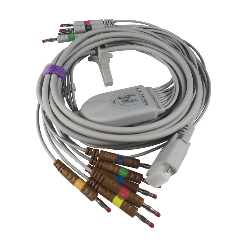 ELECTROCARDIOGRAMA EKG prin Cablu-O singură Bucată 10 Fire de Plumb DB 15 Pini Banana 4.0 End AHA AAMI Standard pentru Nihon Kohden Biocare ECG Imagine 0