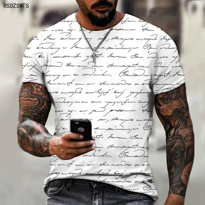 Europene și Americane Retro Imprimare 3d Litere, Moda de Vara Frumos Bărbați și Femei Vrac Scurt cu mâneci Supradimensionate T-shirt Imagine 0