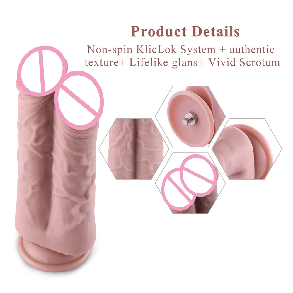Hismith Două Cocoșilor O Gaura de Silicon Vibrator 20.8 cm lățime 18.6 cm Inseriabil KlicLok accesorii pentru masina de sex Uimitoare Jucarii Sexuale Imagine 0