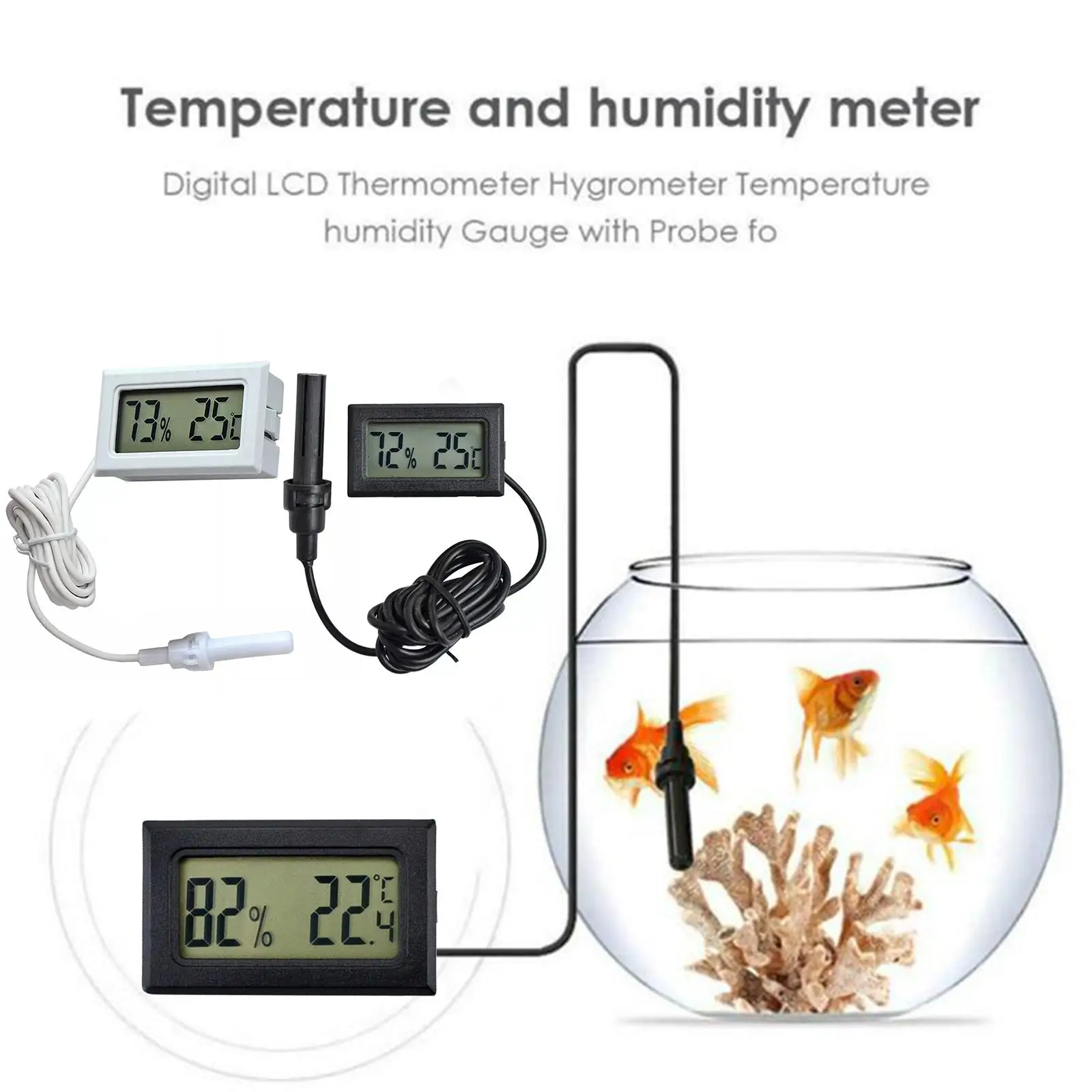 Mini Digital LCD Senzor de Temperatură Tester de Umiditate Metru Termometru Higrometru Indicator de Temperatură Și Umiditate Impermeabil Masa Imagine 0