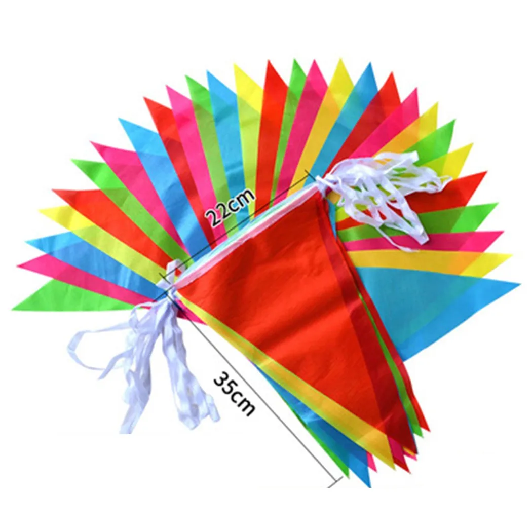 Colorate 100m Triunghi Pavilion Fanion Bunting Șir Banner Ghirlanda Petrecere Holiday Home Decoratiuni de Gradina Imagine 0