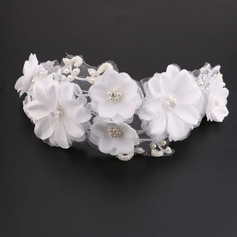 Elegant Coreean Dantelă Panglică Flori Cu Bandă De Susținere Diademe Femei Bijuterii De Păr Benzi De Cap Diadema De Nunta Accesorii De Par Pentru Mireasa Imagine 1