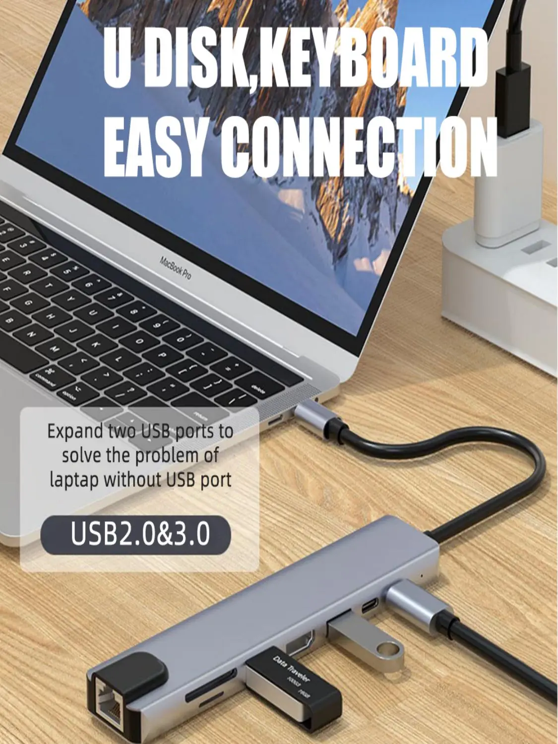 C USB Hub USB3.0 Hub Pentru Laptop Adaptor PC PD Taxa de 8 Porturi Docking Station RJ45 HDMI TF/SD Card Caiet Tip C Splitter Imagine 1
