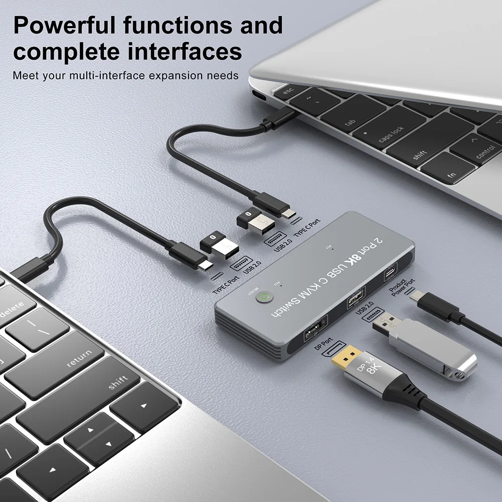 8K Tip C KVM Switcher Converter 8k@60hz Mouse-ul Tastatura Comutatorul Divizor de Laptop Accesorii Plug-and-Play pentru USB Printer U Disc Imagine 1