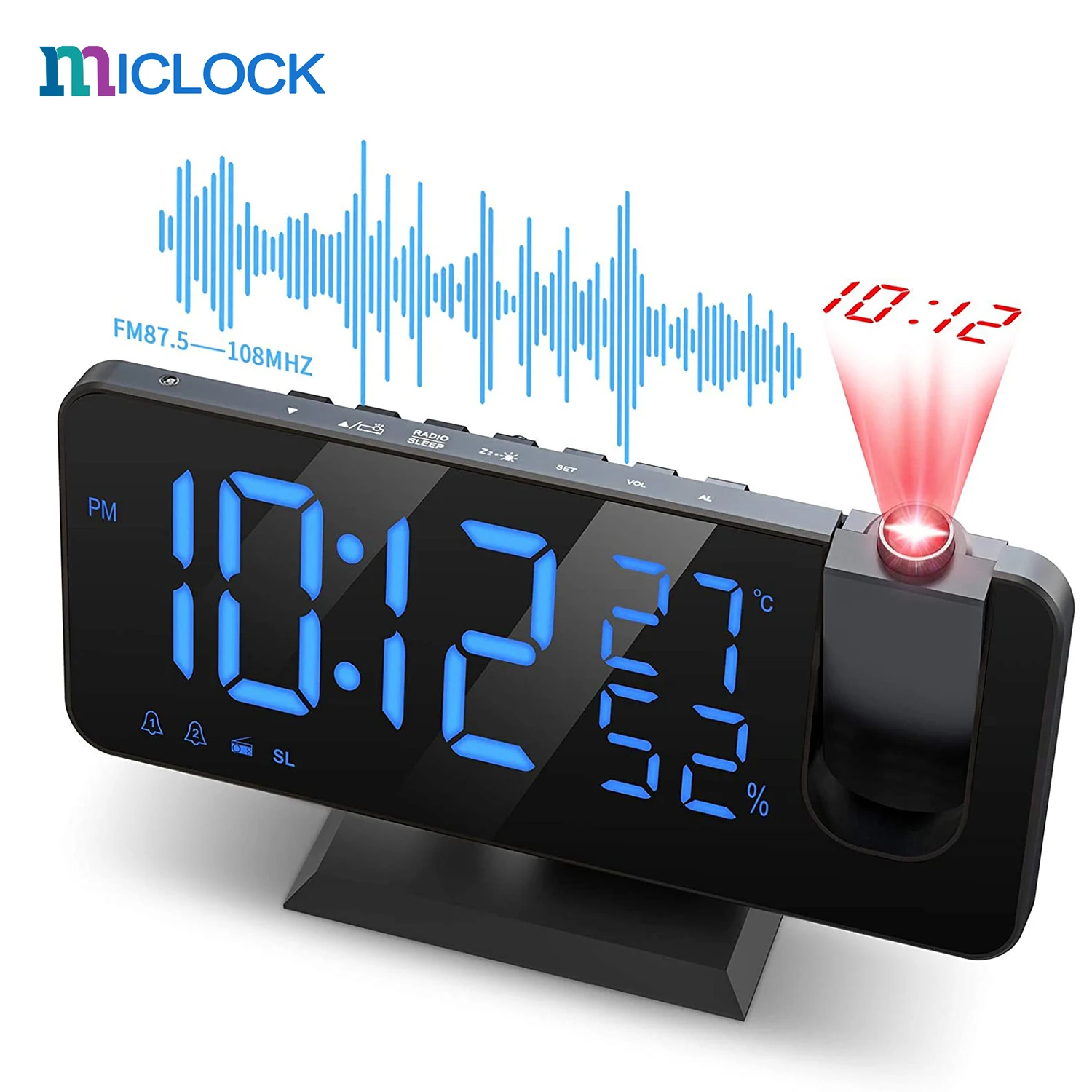 AIDISITE Nouă Proiecție 3D Ceas cu Alarmă Radio FM Ceas Digital cu USB Încărcător de Mare Oglindă cu LED-uri de Afișare Ceas cu Alarmă Auto Dimmer Imagine 1