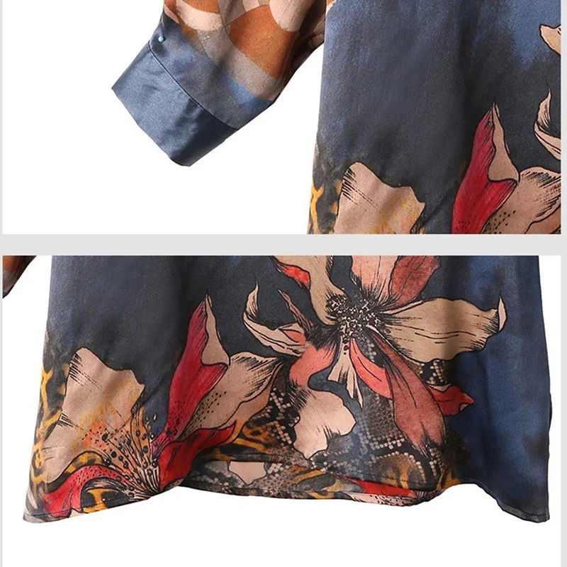 Vara Toamna Imitație De Mătase De Imprimare De Moda Liber Casual Shirt Doamnelor Supradimensionate Maneca Lunga Sălbatice Bluza Eleganta Pentru Femei De Top Blusa Imagine 1