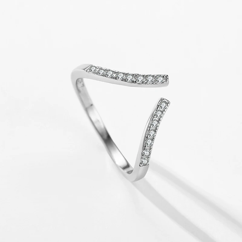 Modian Argint 925 Simplu Deschide Dimensiunea Degetul Arătător Ring Pentru Femei Spumante Clasice De Nunta Logodna Lux Bijuterii Fine Imagine 1