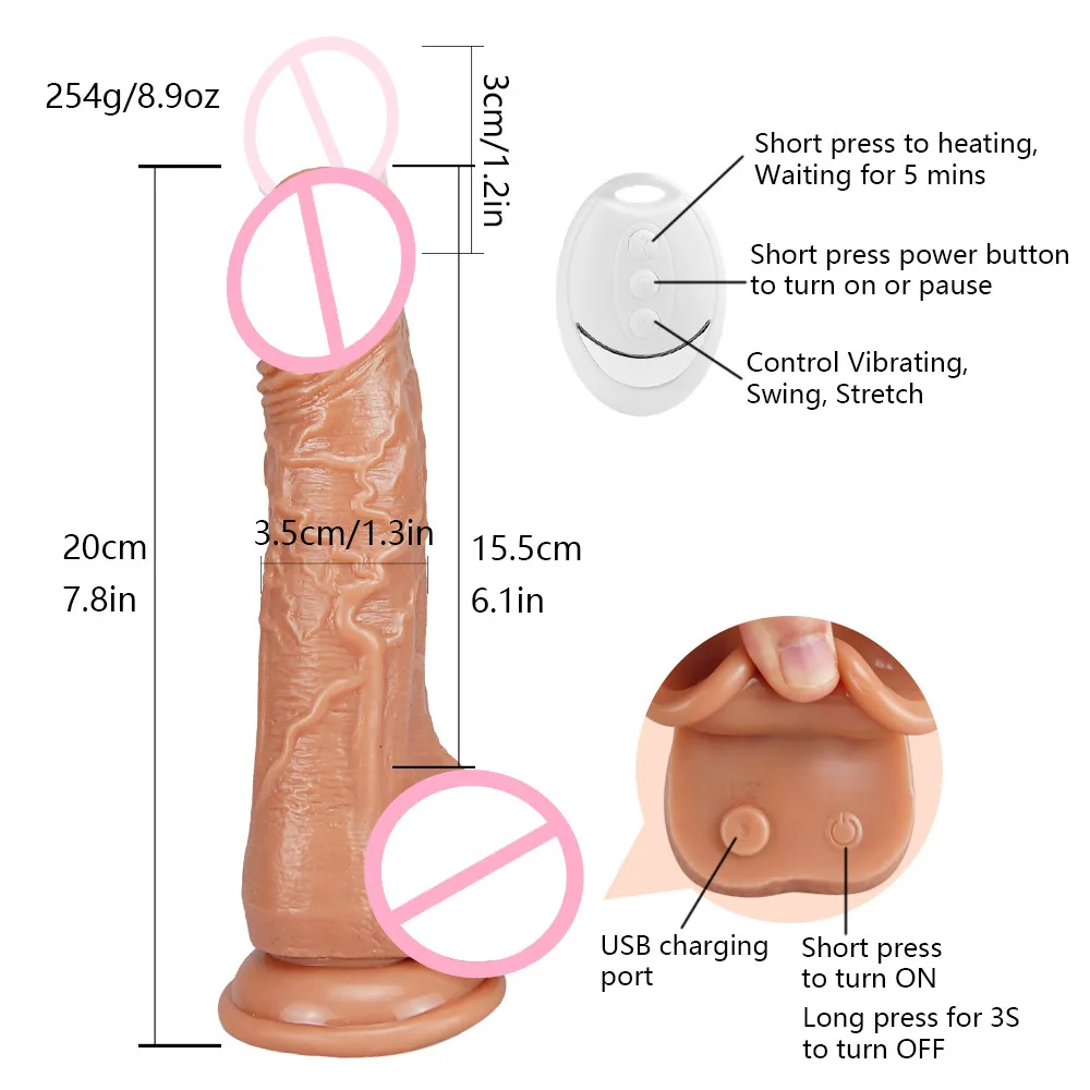 Încălzire Stretch Dildo Vibrator pentru Femei de Control de la Distanță dildosex jucărie de sex Feminin Masturbatori Penis Fals Vibratoare jucarii Sexuale pentru Femei Imagine 1