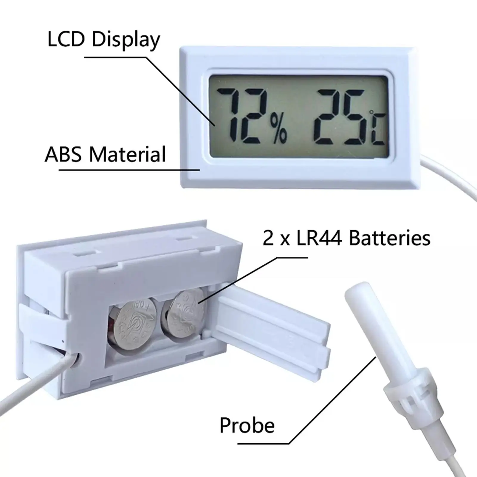 Mini Digital LCD Senzor de Temperatură Tester de Umiditate Metru Termometru Higrometru Indicator de Temperatură Și Umiditate Impermeabil Masa Imagine 1