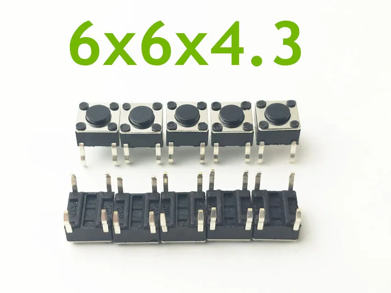 50pcs/lot 6x6x4.3MM 4PIN G89 Tactile Tact Buton Micro Comutator Direct Plug-in Auto-reset DIP partea de Sus de Cupru Transport Gratuit Imagine 2