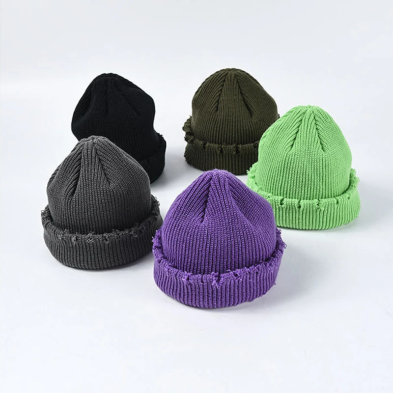 Pălării Pentru Femei Primavara Toamna Pălării de Tricotat Gaura Unisex de Culoare Solidă Ține Vânt Cald Capac de sex feminin se Acoperă cu Cap Barbati Beanie Palarie Imagine 2
