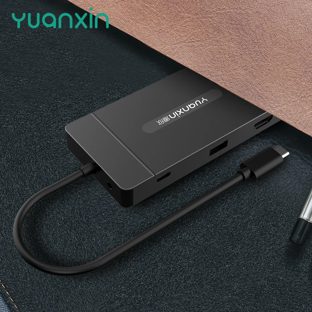Yuanxin 11IN1 Tip C HUB HDMI 4K PD 100W USB3.0 100Mbps RJ45 SD TF Docking Station 11Ports Adaptor Suport Laptop Macbook Imagine 2