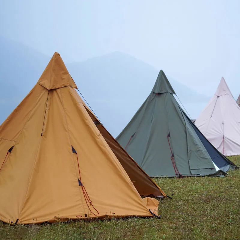 Piramida Cort De Camping Stil Indian-Un Turn Cand Campam Furtuna Mare Grosime În Aer Liber Ventilație Adăpost Corturi Cort Camp Gura De Coș De Fum Imagine 2
