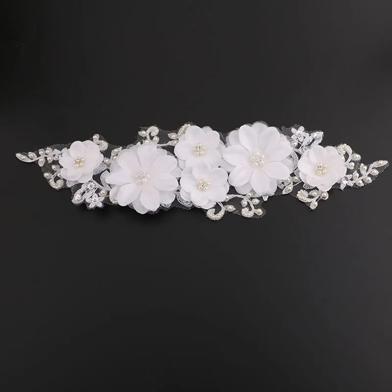 Elegant Coreean Dantelă Panglică Flori Cu Bandă De Susținere Diademe Femei Bijuterii De Păr Benzi De Cap Diadema De Nunta Accesorii De Par Pentru Mireasa Imagine 3