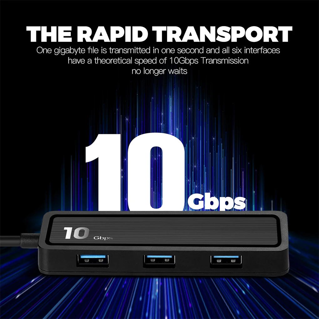 10Gbps Type C la USB 3.2 Adaptor Portabil Rapid Transmisie 6 in 1 Reutilizabile Hub Prezentare Curs Converter Imagine 3