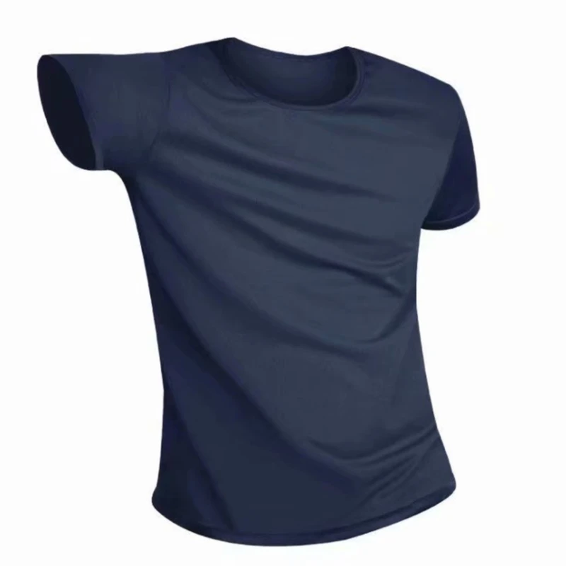 Uscare rapidă Matase de Gheață Tricou Barbati Supradimensionat Tricou de Vara cu maneci Respirabil Tricouri Culoare Solidă Vrac O-gât Haine Barbati Imagine 3