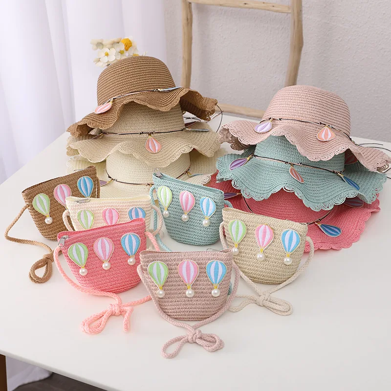 Oar brand name operation Pentru Benoohia moda copii paie pălărie balon cu aer cald de vară de  protecție solară palarie de soare capac sac set pentru copii fete plaja  respirabil copil pălărie | Îmbrăcăminte Accesorii <