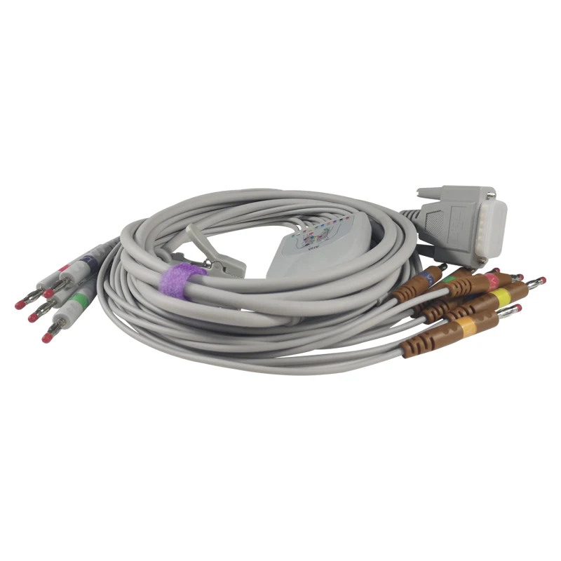 ELECTROCARDIOGRAMA EKG prin Cablu-O singură Bucată 10 Fire de Plumb DB 15 Pini Banana 4.0 End AHA AAMI Standard pentru Nihon Kohden Biocare ECG Imagine 3