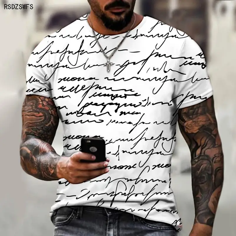 Europene și Americane Retro Imprimare 3d Litere, Moda de Vara Frumos Bărbați și Femei Vrac Scurt cu mâneci Supradimensionate T-shirt Imagine 3