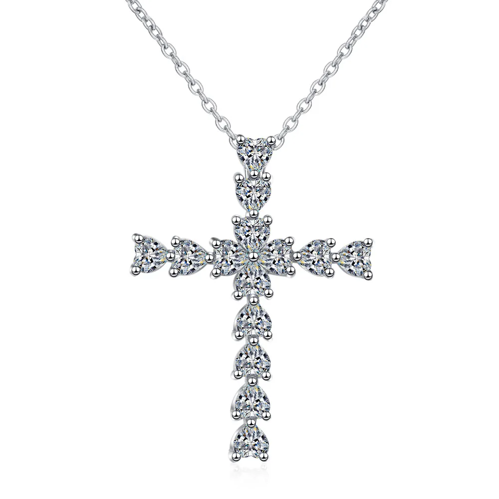 Fanqieliu S925 Timbru de Argint de Culoare Bijuterii de Lux Fata Cadou Nou Crucea de Cristal Pandantiv Colier Pentru Femei FQL21004 Imagine 4