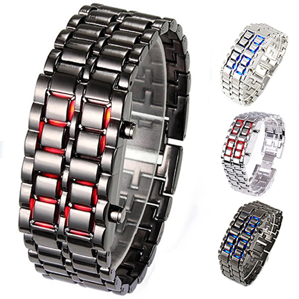 2022Fashion Stil Iron Samurai Metal Brățară Ceas Digital cu LED-uri Ceasuri de mana Oră Montre Electronice Reloj Mujer Relogio Feminino Imagine 4