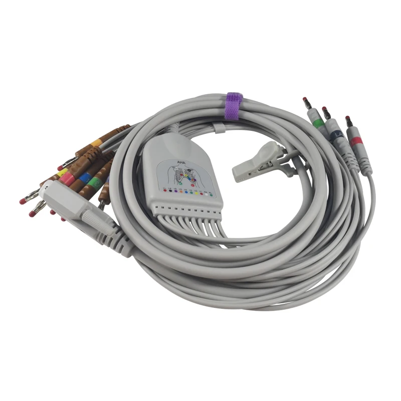 ELECTROCARDIOGRAMA EKG prin Cablu-O singură Bucată 10 Fire de Plumb DB 15 Pini Banana 4.0 End AHA AAMI Standard pentru Nihon Kohden Biocare ECG Imagine 4