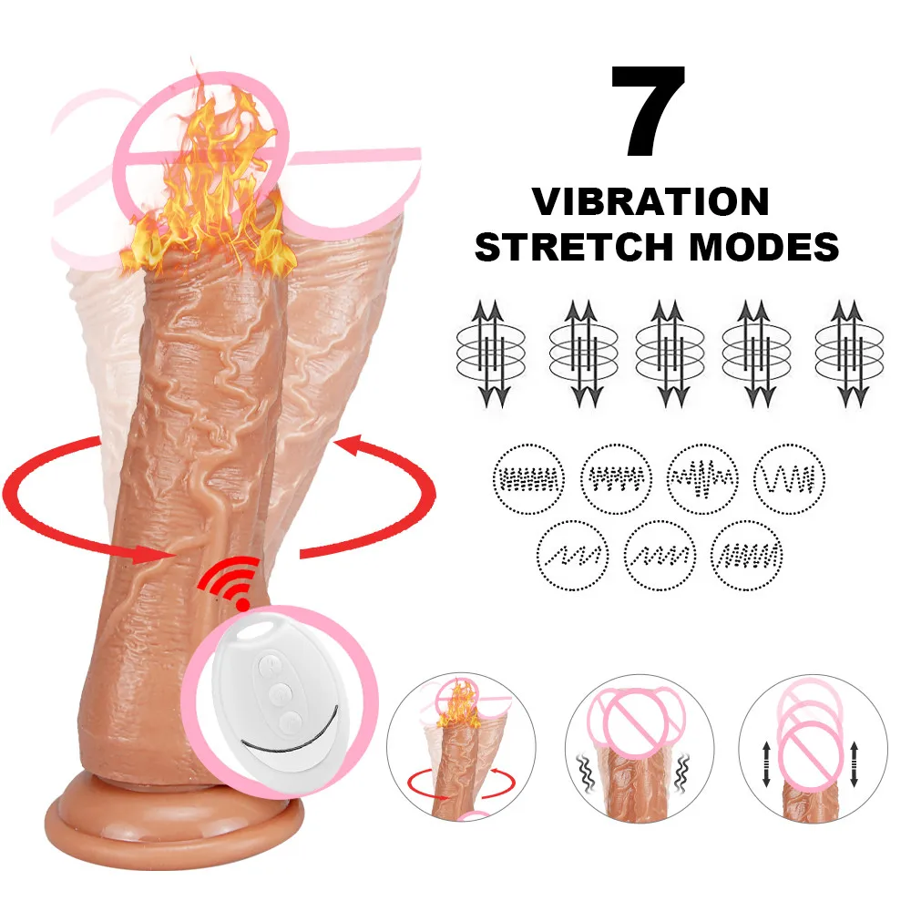 Încălzire Stretch Dildo Vibrator pentru Femei de Control de la Distanță dildosex jucărie de sex Feminin Masturbatori Penis Fals Vibratoare jucarii Sexuale pentru Femei Imagine 4