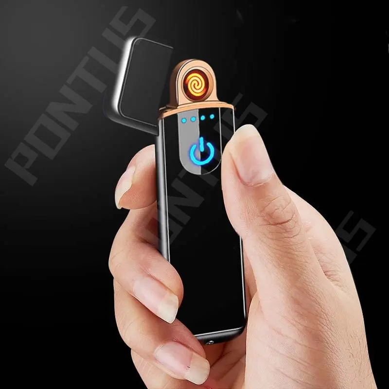 USB Electric Brichete de Inducție Amprenta Brichetă Reîncărcabilă Ultra-subțire de Vânt cu LED-uri de Afișare Putere Bricheta Cadouri pentru Barbati Imagine 4