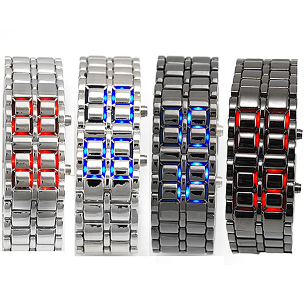 2022Fashion Stil Iron Samurai Metal Brățară Ceas Digital cu LED-uri Ceasuri de mana Oră Montre Electronice Reloj Mujer Relogio Feminino Imagine 5