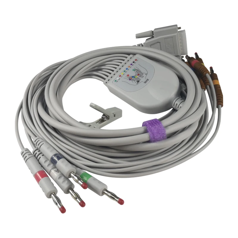 ELECTROCARDIOGRAMA EKG prin Cablu-O singură Bucată 10 Fire de Plumb DB 15 Pini Banana 4.0 End AHA AAMI Standard pentru Nihon Kohden Biocare ECG Imagine 5