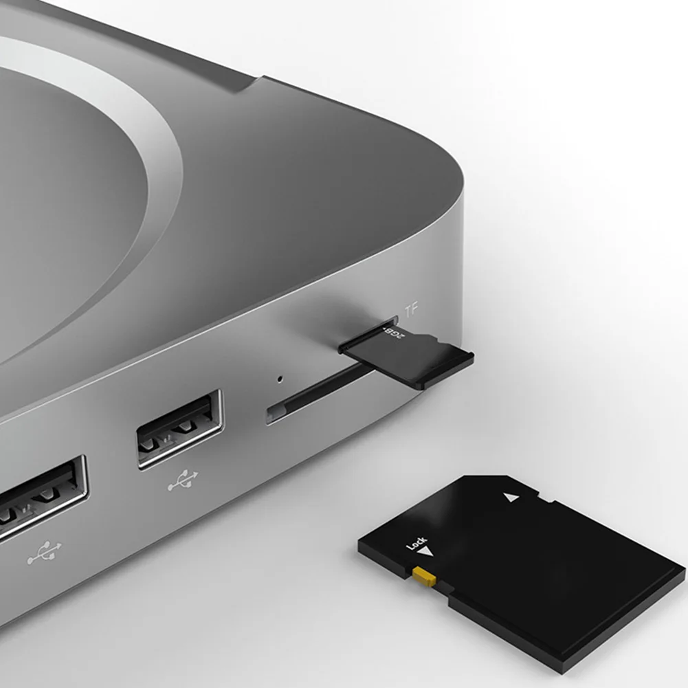 C USB Hub for Mac Mini cu HDD Enclosure 2.5 SATA NVME M. 2 SSD HDD Caz compatibil HDMI VGA 3.5 mm USB 3.0 SD/TF Docking Station Imagine 5